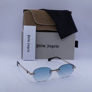 Palm Angels PERI10H CRYSTAL 7644 Oval Sunglasses - Gold/Blue Gradient